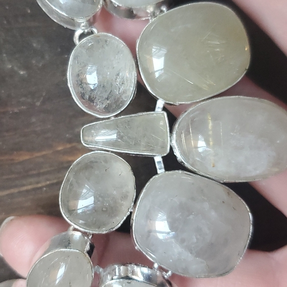 New Oversized Golden Rutile 925 Silver Statement Necklace. - Picture 14 of 16